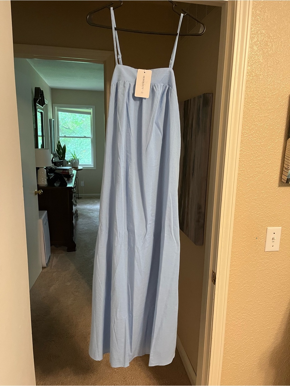 Light Blue Spaghetti-Strap Maxi Dress by